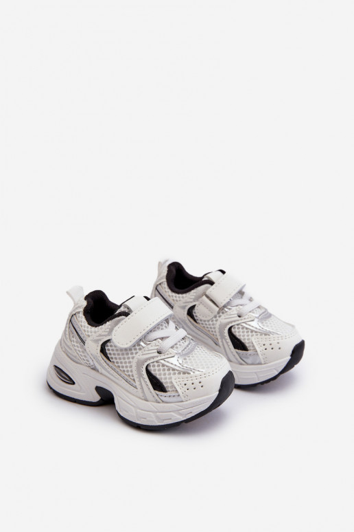 Kindersportschuhe Sneakers Modellschuhe mit Klebeverschlüssen Weiß-schwarze Farbe Ephona