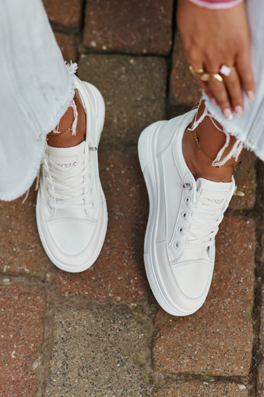 Freizeitschuhe Sportschuhe mit Plateau mit Ornamenten weiße Farbe Vinceza 13613 Freizeitschuhe Sportschuhe mit Plateau mit Ornamenten weiße Farbe Vinceza 13613