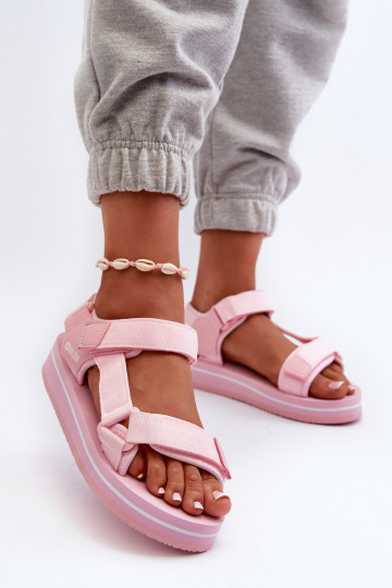 Damensandalen mit Plateau Big Star NN274A533 rosa Farbe
