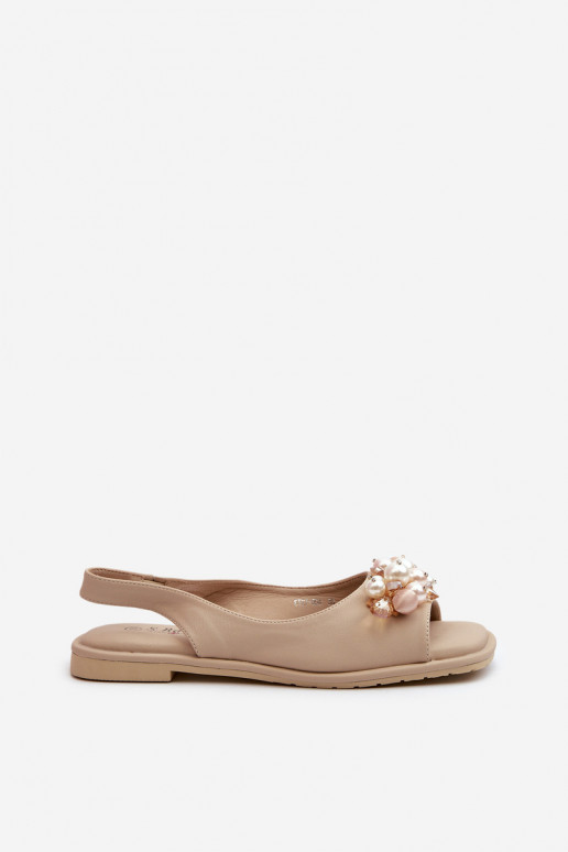 Damensandalen mit schönen Details S.Barski KV27-004 beige