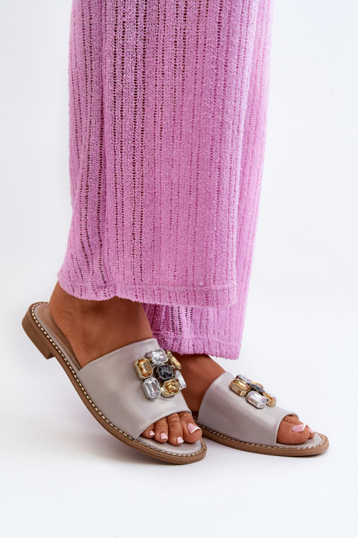 Damenhausschuhe mit schönen Details S.Barski KV27-031 beige