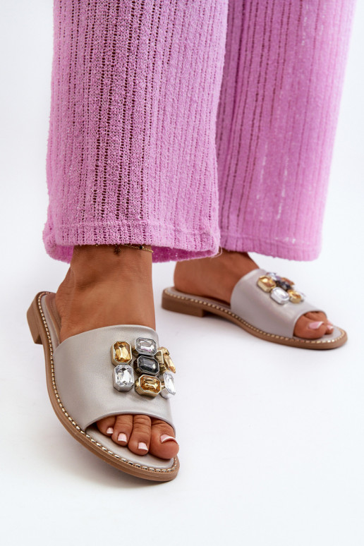 Damenhausschuhe mit schönen Details S.Barski KV27-031 beige