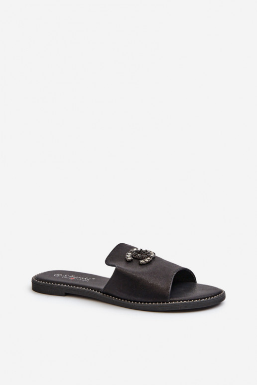 Damen-Hausschuhe im eleganten Stil mit Glanz und Ornamenten S.Barski KV27-050 in der Farbe Schwarz Damen-Hausschuhe im eleganten Stil mit Glanz und Ornamenten S.Barski KV27-050 in der Farbe Schwarz