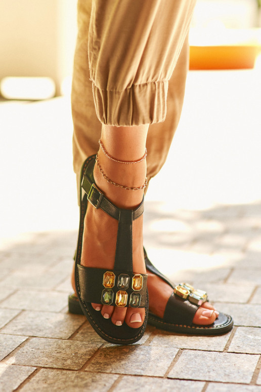 Elegante Damensandalen mit verzierten Details S.Barski KV27-030 in der Farbe Schwarz Elegante Damensandalen mit verzierten Details S.Barski KV27-030 in der Farbe Schwarz