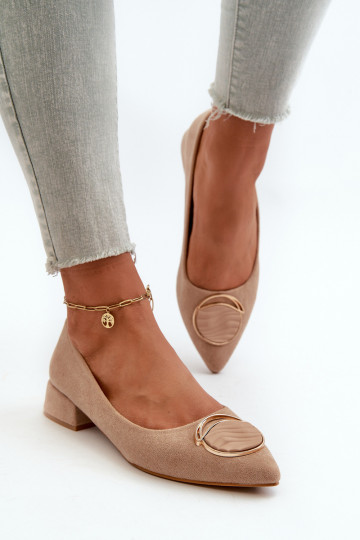 Schuhe mit niedrigem Absatz Z aus Öko-Wildleder S.Barski KV27-037 in der Farbe Beige
