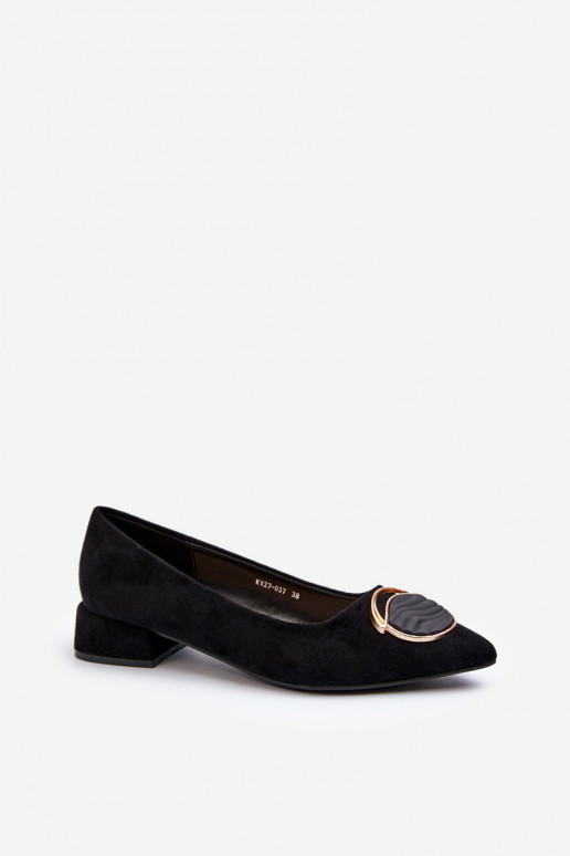 Schuhe mit niedrigem Absatz Z aus Öko-Wildleder S.Barski KV27-037 in der Farbe Schwarz