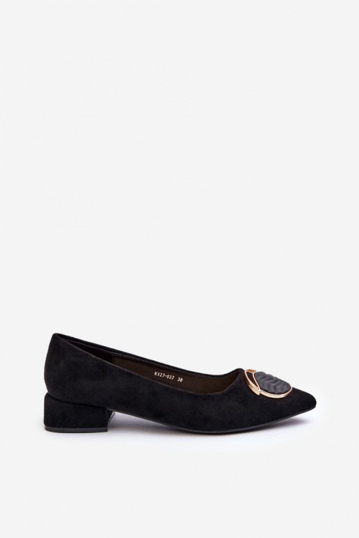 Schuhe mit niedrigem Absatz Z aus Öko-Wildleder S.Barski KV27-037 in der Farbe Schwarz