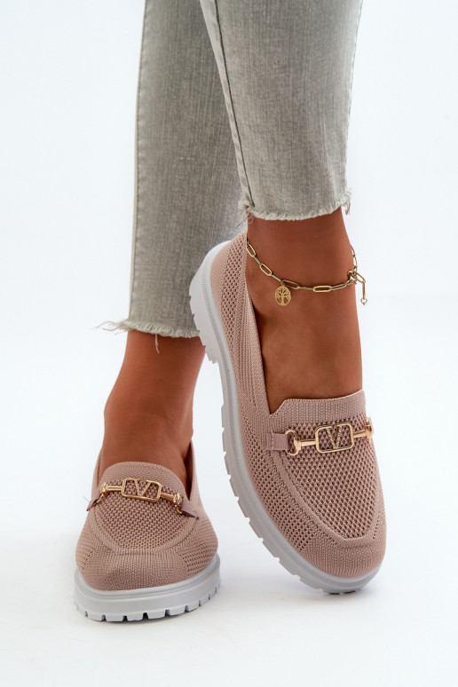 Damenmokassins mit breiten Absätzen Ze goldfarben Detalem rosafarben Limentia Damenmokassins mit breiten Absätzen Ze goldfarben Detalem rosafarben Limentia