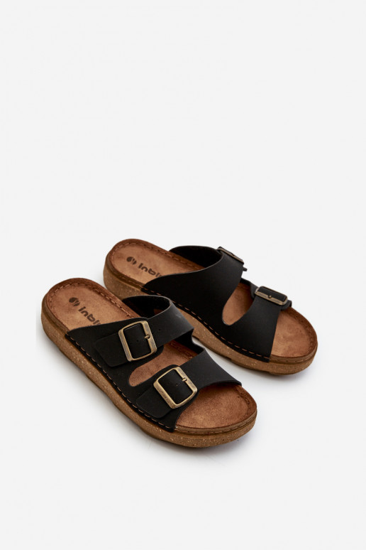 Einfache, bequeme Hausschuhe für Herren mit Schnallen, Inblu MT000016, schwarze Farbe Einfache, bequeme Hausschuhe für Herren mit Schnallen, Inblu MT000016, schwarze Farbe