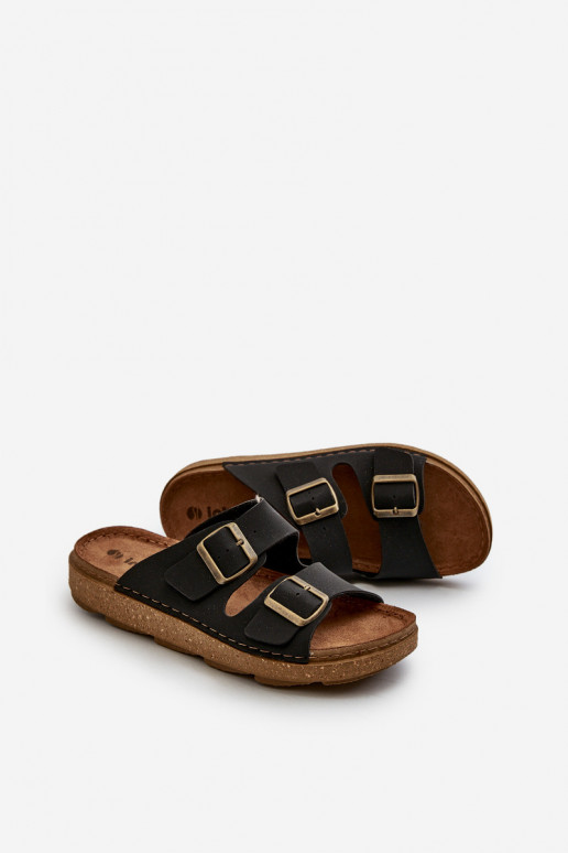 Einfache, bequeme Hausschuhe für Herren mit Schnallen, Inblu MT000016, schwarze Farbe Einfache, bequeme Hausschuhe für Herren mit Schnallen, Inblu MT000016, schwarze Farbe