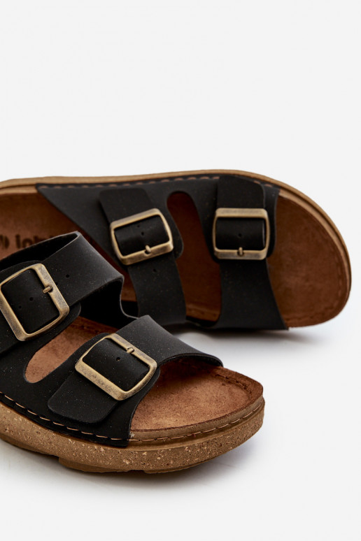 Einfache, bequeme Hausschuhe für Herren mit Schnallen, Inblu MT000016, schwarze Farbe Einfache, bequeme Hausschuhe für Herren mit Schnallen, Inblu MT000016, schwarze Farbe