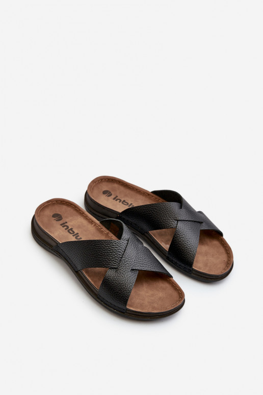 Bequeme leichte Hausschuhe aus Öko-Leder Inblu GV00001I schwarz Bequeme leichte Hausschuhe aus Öko-Leder Inblu GV00001I schwarz