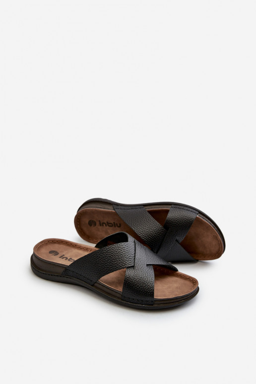 Bequeme leichte Hausschuhe aus Öko-Leder Inblu GV00001I schwarz Bequeme leichte Hausschuhe aus Öko-Leder Inblu GV00001I schwarz