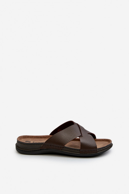 Bequeme leichte Hausschuhe aus Öko-Leder Inblu GV00001I braun Bequeme leichte Hausschuhe aus Öko-Leder Inblu GV00001I braun