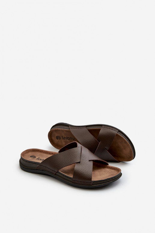 Bequeme leichte Hausschuhe aus Öko-Leder Inblu GV00001I braun Bequeme leichte Hausschuhe aus Öko-Leder Inblu GV00001I braun