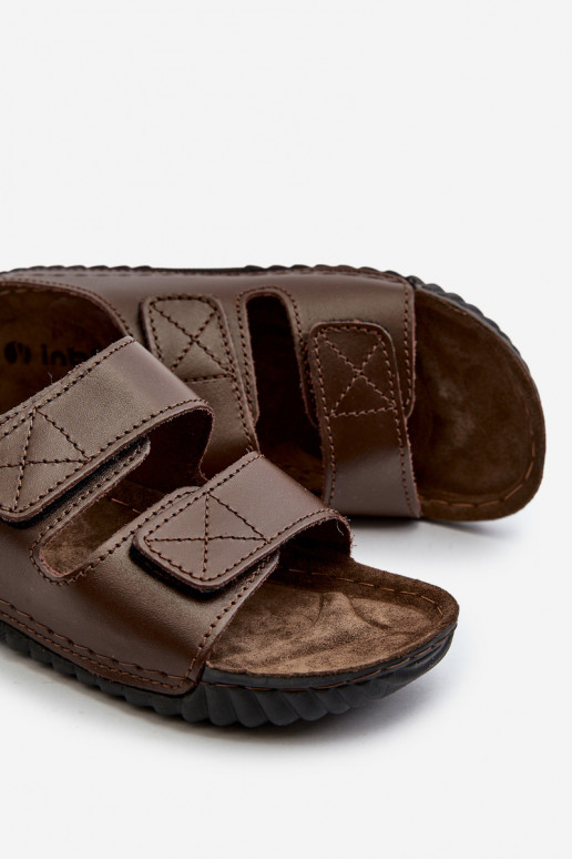 Bequeme Hausschuhe Herren mit Streifen mit Klettverschluss Inblu FM00001U Dunkelbraun Bequeme Hausschuhe Herren mit Streifen mit Klettverschluss Inblu FM00001U Dunkelbraun