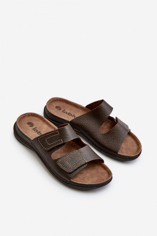 Bequeme Hausschuhe Herren mit Streifen mit Klettverschluss Inblu GV00002I Dunkelbraun Bequeme Hausschuhe Herren mit Streifen mit Klettverschluss Inblu GV00002I Dunkelbraun