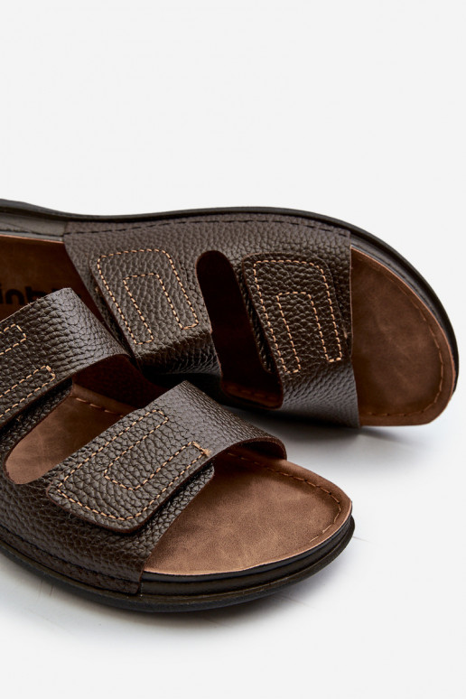 Bequeme Hausschuhe Herren mit Streifen mit Klettverschluss Inblu GV00002I Dunkelbraun Bequeme Hausschuhe Herren mit Streifen mit Klettverschluss Inblu GV00002I Dunkelbraun