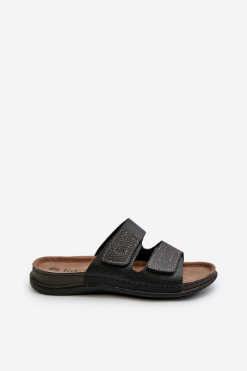 Bequeme Hausschuhe Herren mit Streifen mit Klettverschluss Inblu GV00002I Schwarz 2