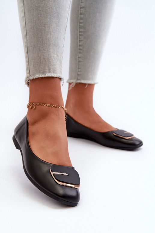 Ballerinas Damen Eco-Leder mit Ornamenten in der Farbe Schwarz Edoslli