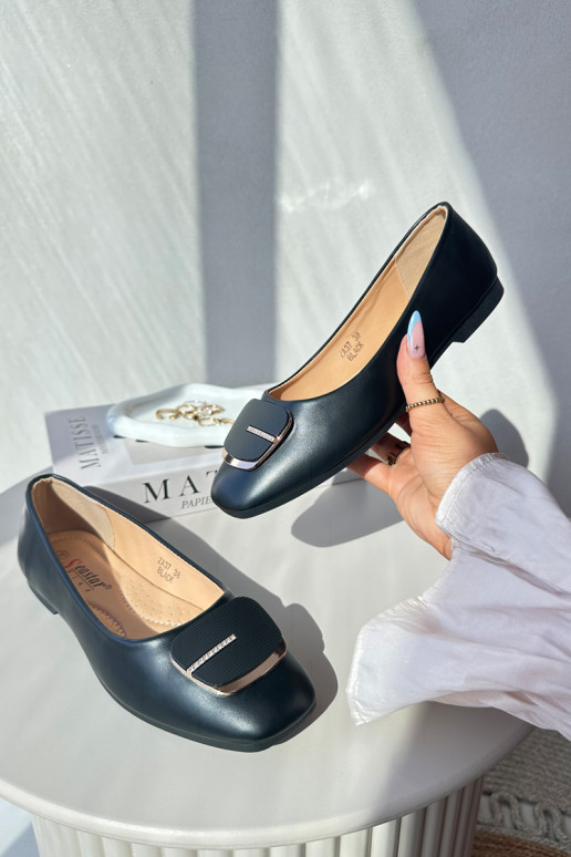 Ballerinas Damen Eco-Leder mit Ornamenten in der Farbe Schwarz Edoslli