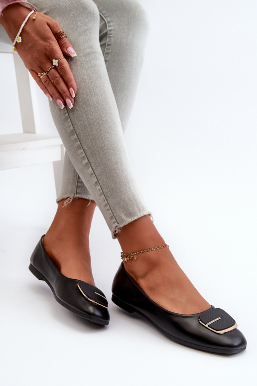 Ballerinas Damen Eco-Leder mit Ornamenten in der Farbe Schwarz Edoslli