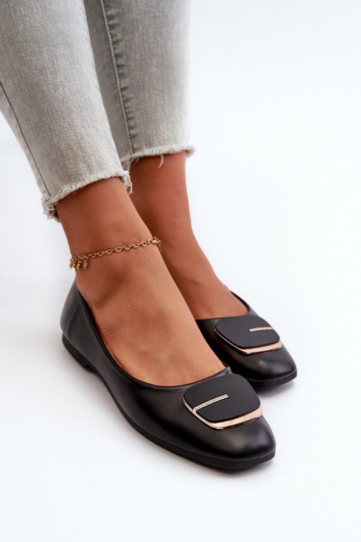 Ballerinas Damen Eco-Leder mit Ornamenten in der Farbe Schwarz Edoslli