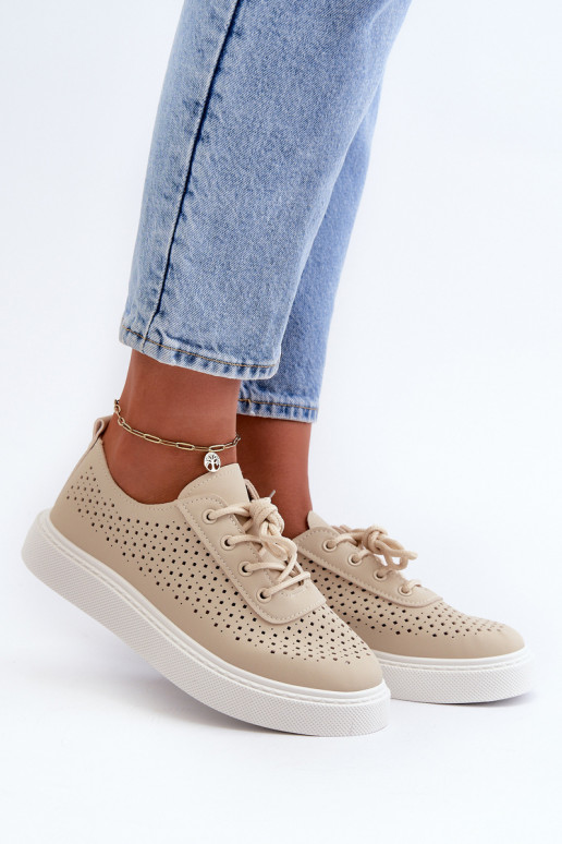 mit durchbrochenen Elementen Freizeitschuhe Sneakers Modell Schuhe mit Plateau beige Tanvi