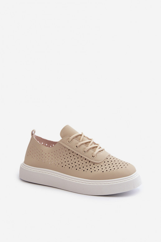 mit durchbrochenen Elementen Freizeitschuhe Sneakers Modell Schuhe mit Plateau beige Tanvi
