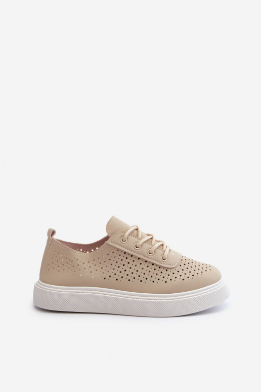 mit durchbrochenen Elementen Freizeitschuhe Sneakers Modell Schuhe mit Plateau beige Tanvi