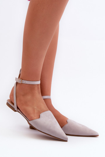 Ballerinas mit Bändern aus Öko-Wildleder Z Spitze Schuhe grau Ellesara 2