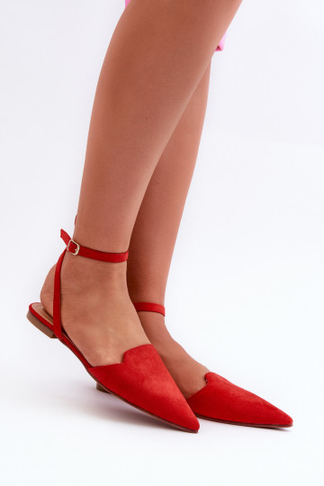 Ballerinas mit Bändern aus Öko-Wildleder Z Spitze Schuhe rot Ellesara 2