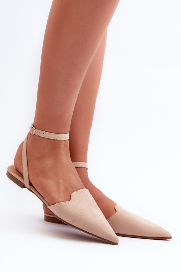 Ballerinas mit Bändern aus Öko-Wildleder Z Spitze Schuhe beige Ellesara 2