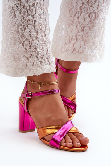Abilica elegante hochhackige Sandalen aus Kunstleder in rosa