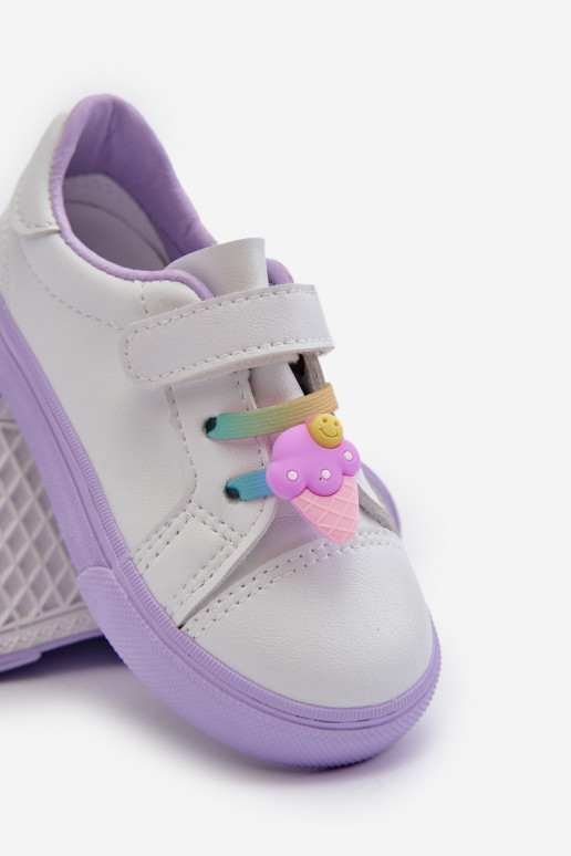Kinder-Sneaker Freizeitschuhe Z Przypinku Weiß-Lila Farbe Pennyn Kinder-Sneaker Freizeitschuhe Z Przypinku Weiß-Lila Farbe Pennyn