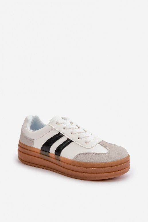 Sneakers Modell Schuhe Damen mit Plateau weiß-graue Farbe Nesonice Sneakers Modell Schuhe Damen mit Plateau weiß-graue Farbe Nesonice