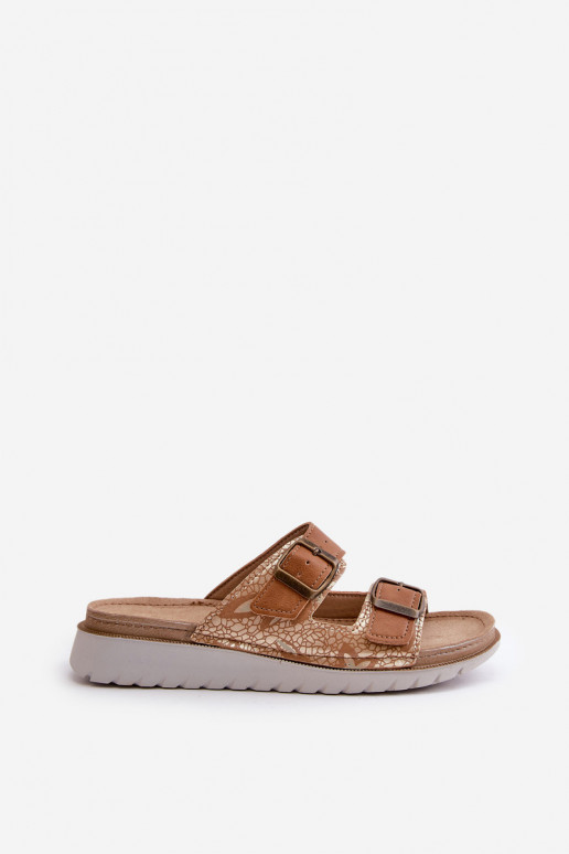 Bequeme Damenhausschuhe mit Schnallen Inblu CN000033 braune Farbe Bequeme Damenhausschuhe mit Schnallen Inblu CN000033 braune Farbe