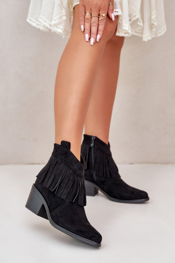 Damenstiefel im Cowboy-Stil „To the Castle“ aus Öko-Wildleder in der Farbe Schwarz S.Barski HY42-127