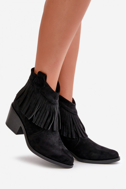 Damenstiefel im Cowboy-Stil „To the Castle“ aus Öko-Wildleder in der Farbe Schwarz S.Barski HY42-127 Damenstiefel im Cowboy-Stil „To the Castle“ aus Öko-Wildleder in der Farbe Schwarz S.Barski HY42-127