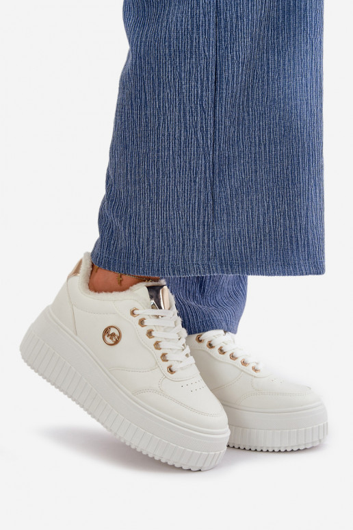 Turnschuhe Modell Schuhe Sportschuhe Damen erwärmt mit modischen massiven Sohlen weiße Farbe Ardiela