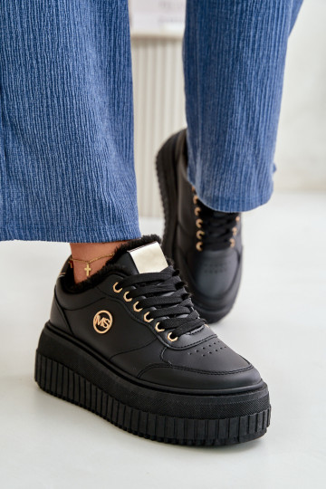 Sneakers Modell Schuhe Sportschuhe Damen erwärmt mit modischen massiven Sohlen schwarz Farbe Ardiela 2