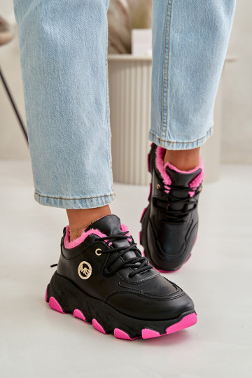 beheizte Sportschuhe Damen mit Schnürsenkeln mit Plateau schwarz Farbe Biaola 2