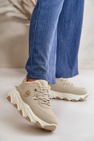 Beheizte Damen-Schnür-Plateau-Sneaker in Beige von Bialoa 2