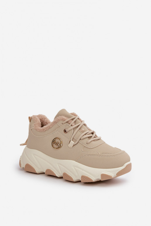 Beheizte Damen-Schnür-Plateau-Sneaker in Beige von Bialoa Beheizte Damen-Schnür-Plateau-Sneaker in Beige von Bialoa