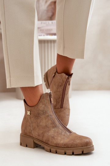 Gewärmte Damenstiefel Z Priced Eko Leder braun-goldene Farbe Verietta 2