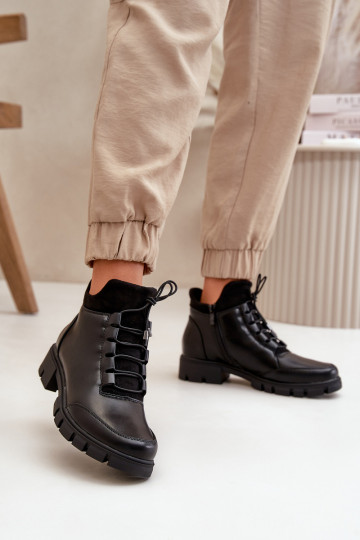 Damenschuhe mit niedrigem Absatz aus Öko-Leder in der Farbe Schwarz von Erisabelle