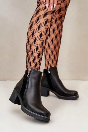 Damenstiefel aus Öko-Leder mit warmem Absatz in der Farbe Schwarz Revianna