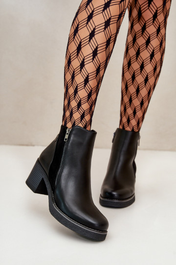 Damenstiefel aus Öko-Leder mit warmem Absatz in der Farbe Schwarz Revianna 2