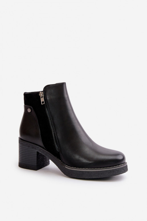 Damenstiefel aus Öko-Leder mit warmem Absatz in der Farbe Schwarz Revianna