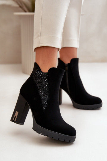 Gewärmte Damenstiefel Hoher Pfosten Z Haftem schwarze Farbe Verissae